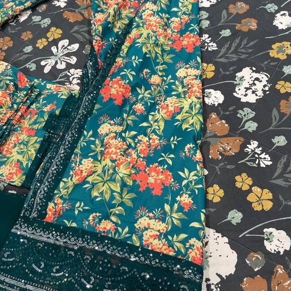 🌹PAKISTANI SHALWAR KAMEEZ GHARARA SHARARA THREE PIECE MEHENDI SUIT🌹 - Picture 11 of 12